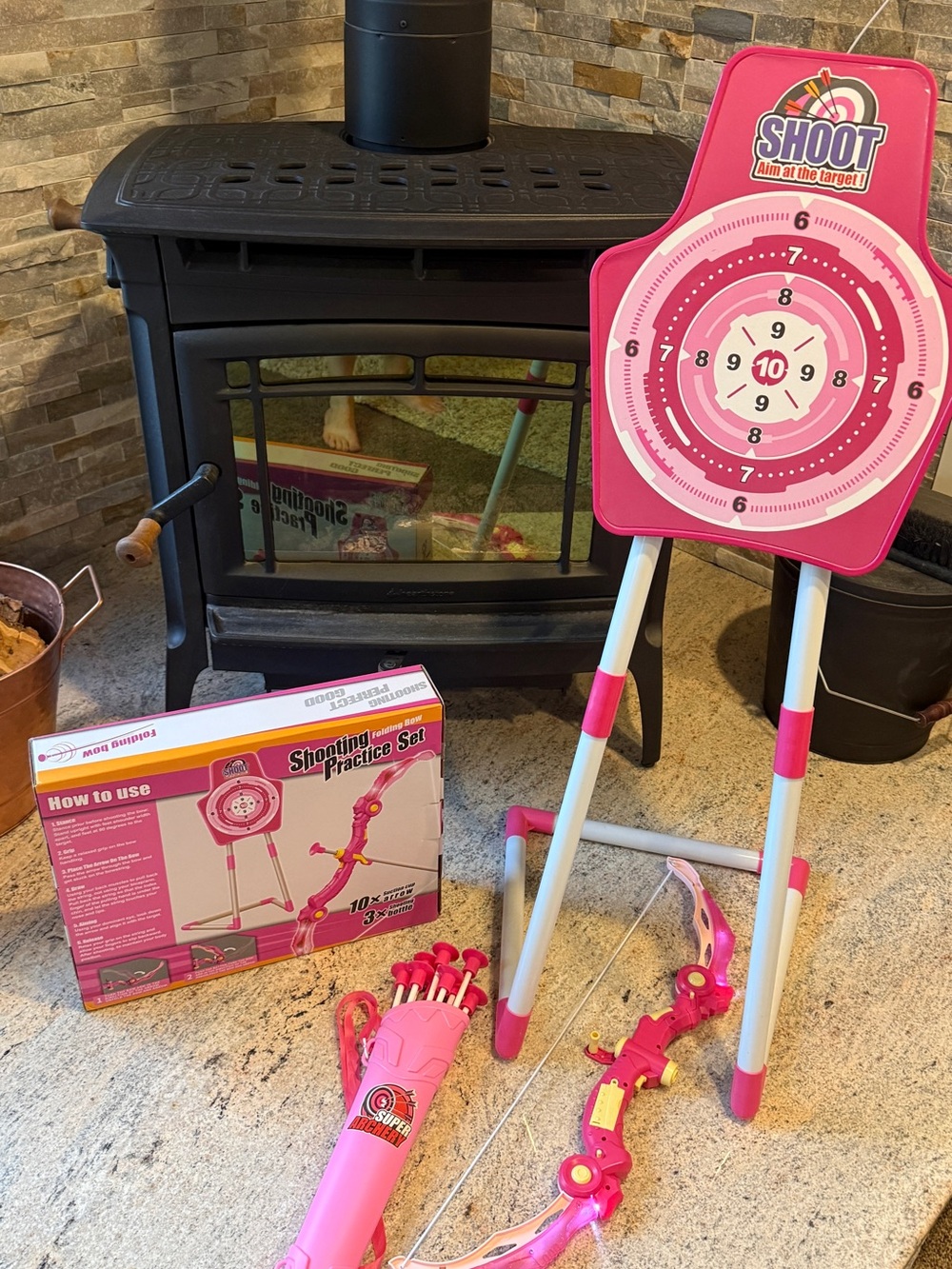 Kids Archery Practice Set - Pink Target & Bow